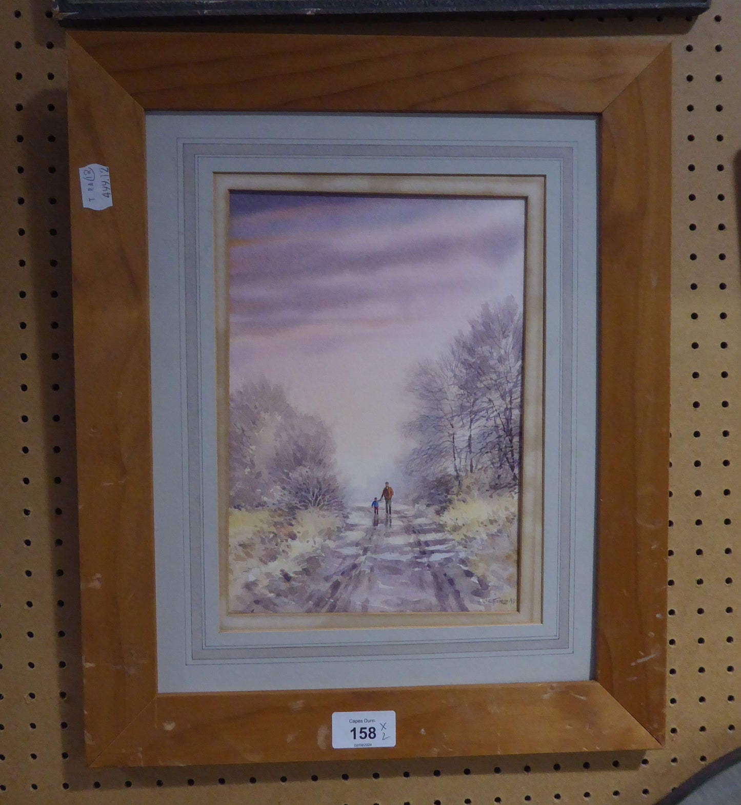 JEREMY FORD ORIGINAL WATERCOLOUE FIGURED WALKING ON COUNTRY PATH, 7" x 10" 