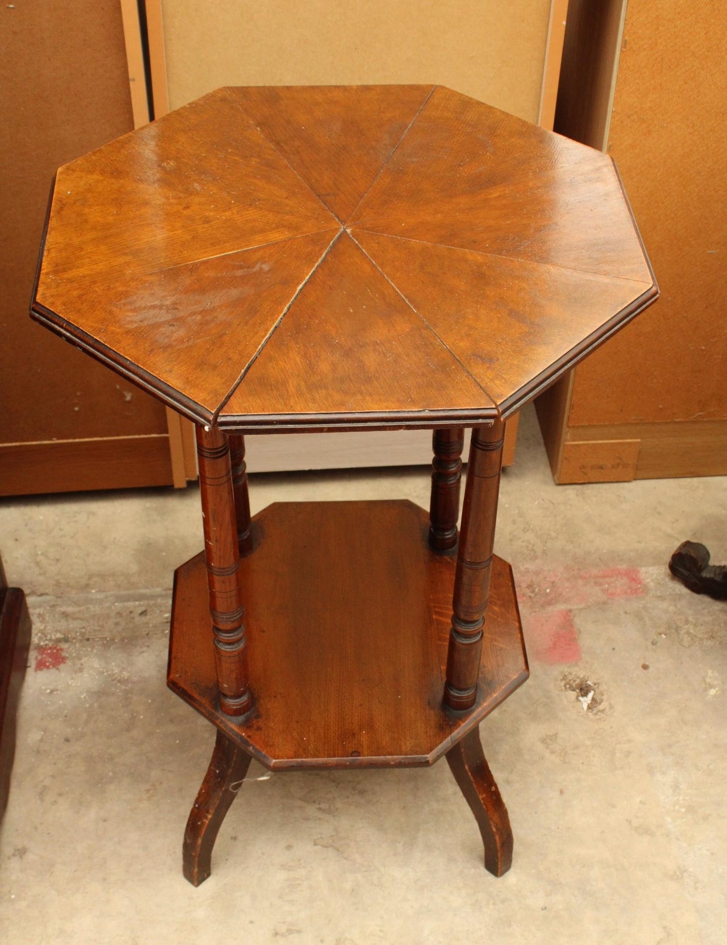 AN EDWARDIAN OCTAGONAL TWO TIER CENTRE TABLE