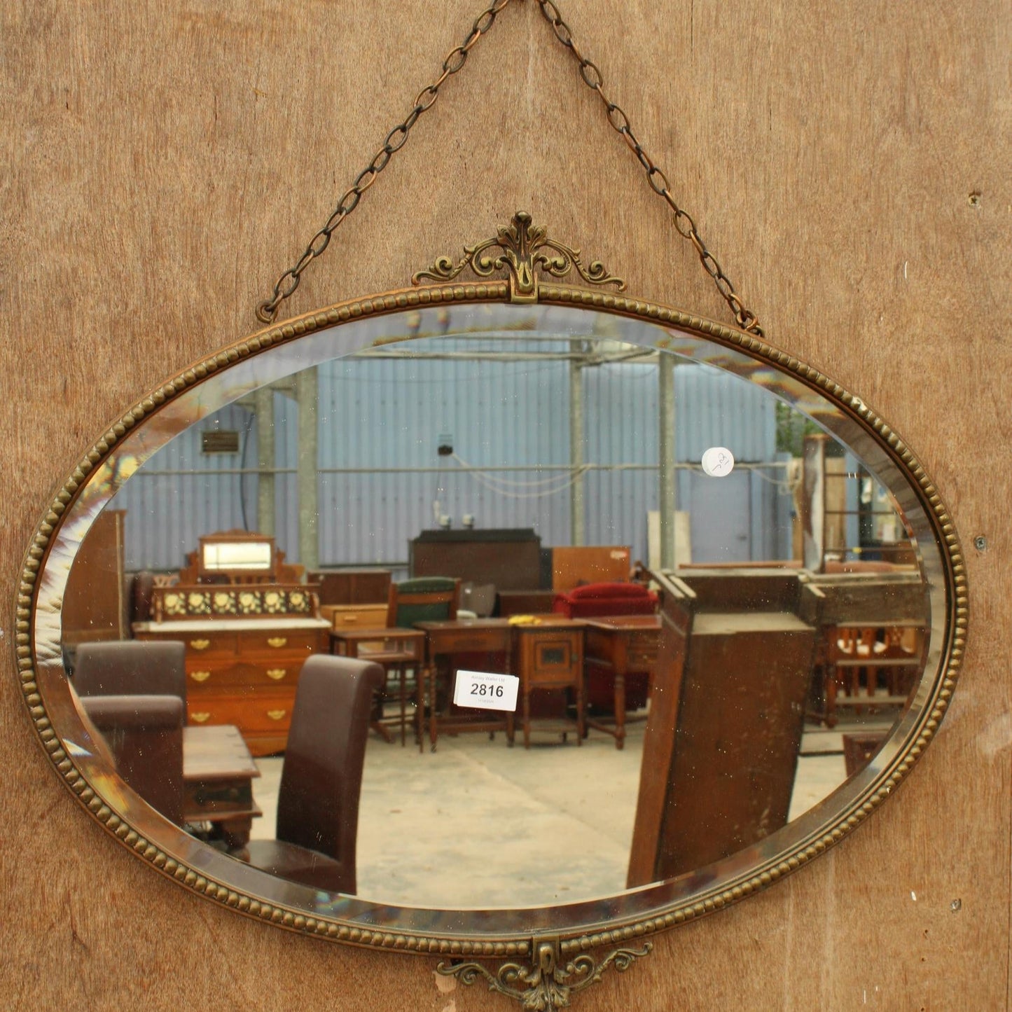 Elegant Oval Bevelled Edge Vintage Wall Mirror with Brass Frame