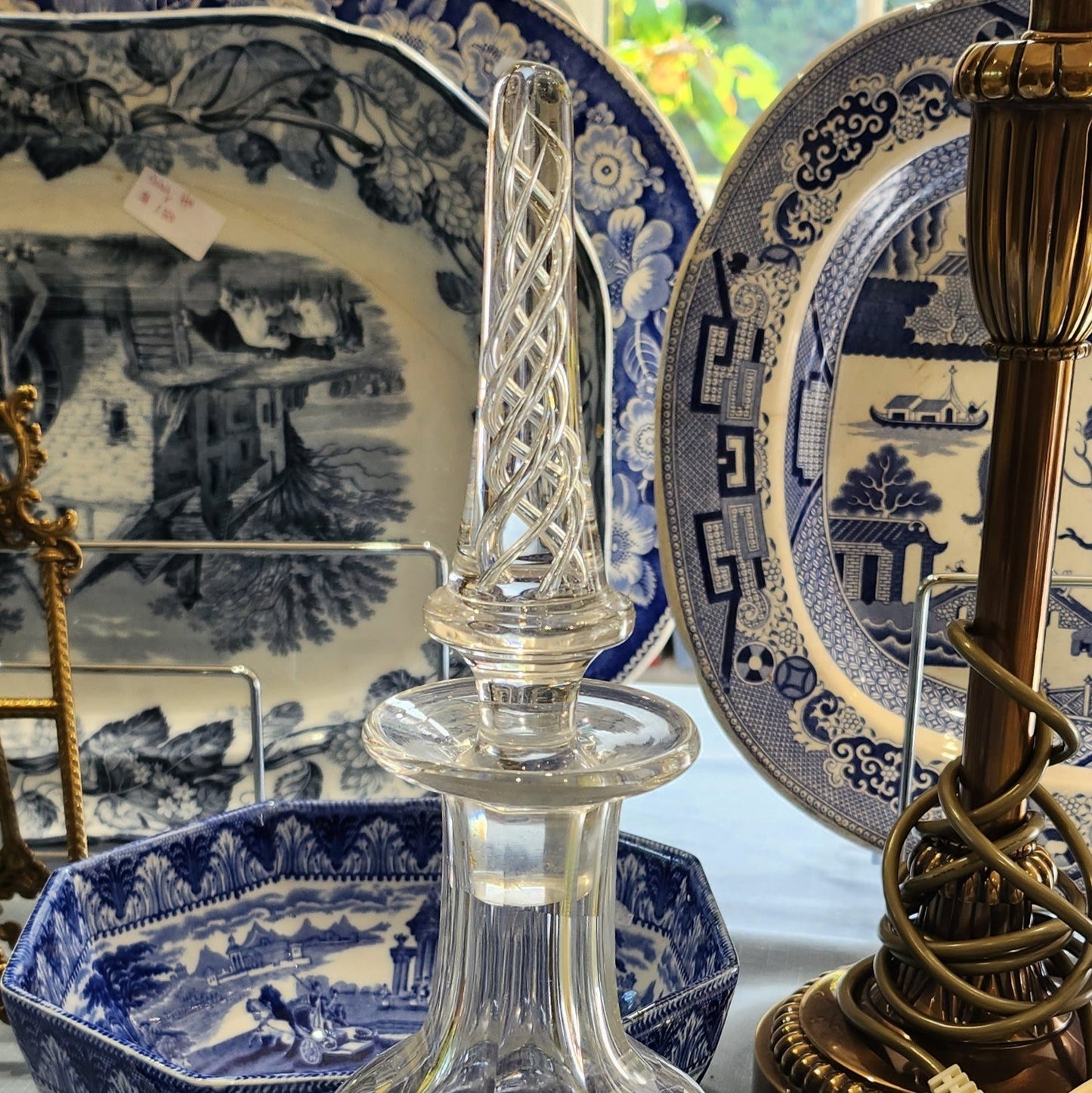 Waterford crystal decanter in the Kylemore pattern with rare air twist top