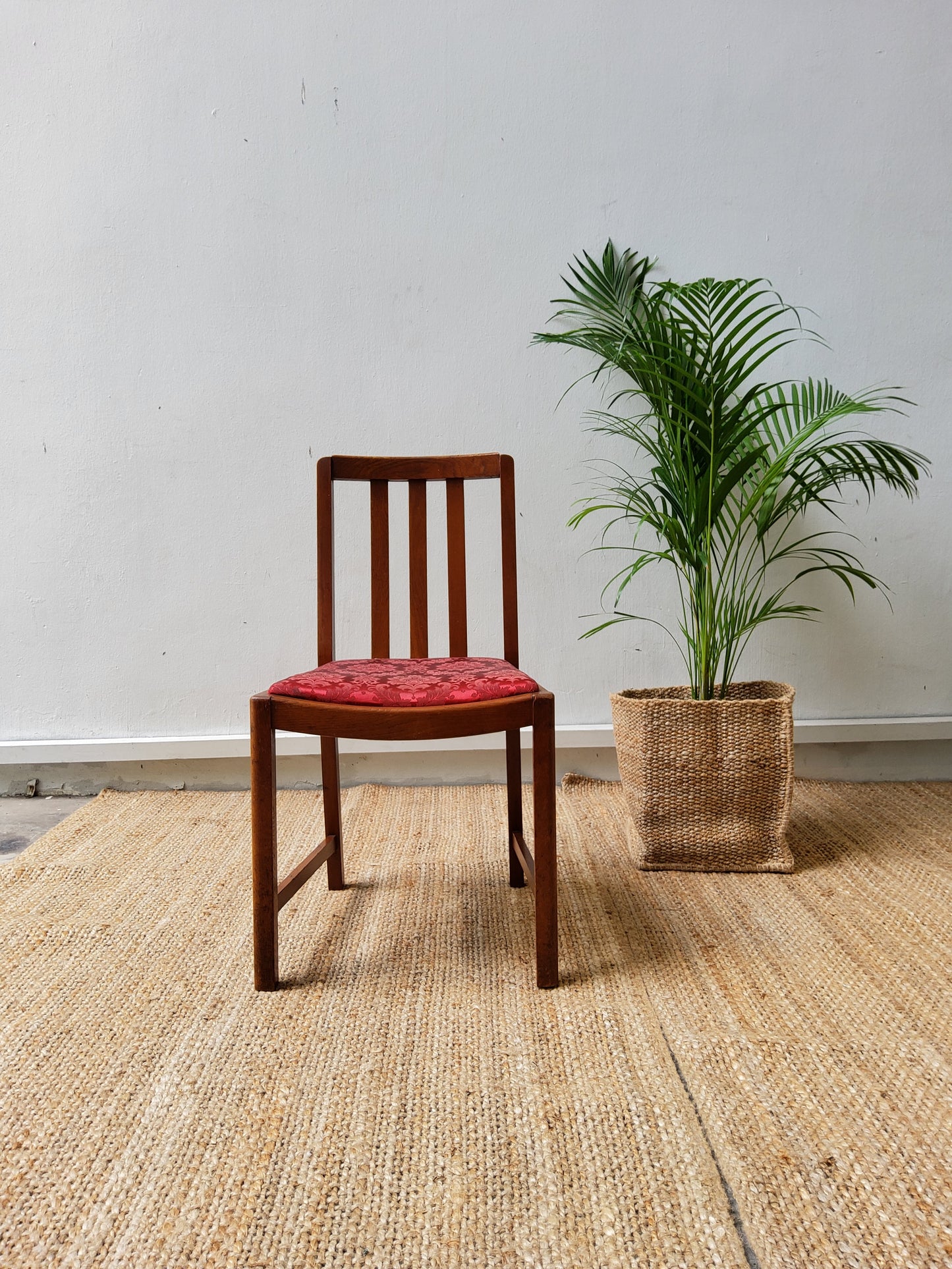 Elegant Georgian/Victorian Side Chair with Deep Red Upholstery