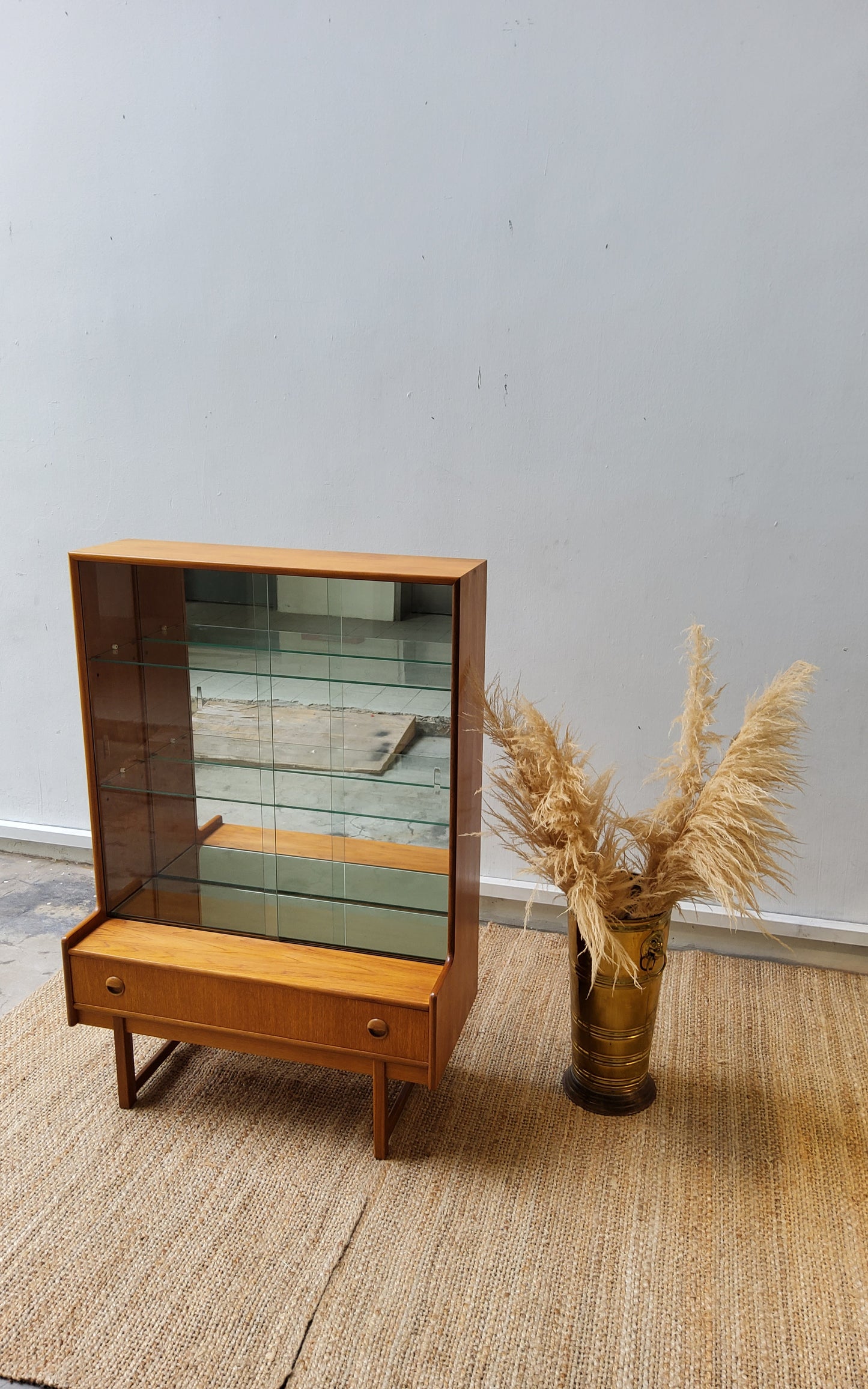 Mid century Display cabinet with mirror  Backing