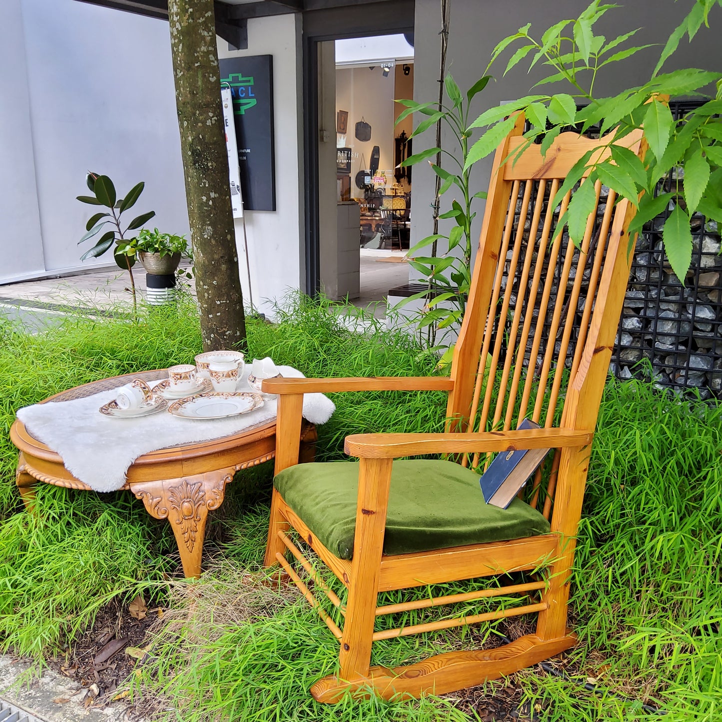 Vintage Solid Pine Rocking Chair