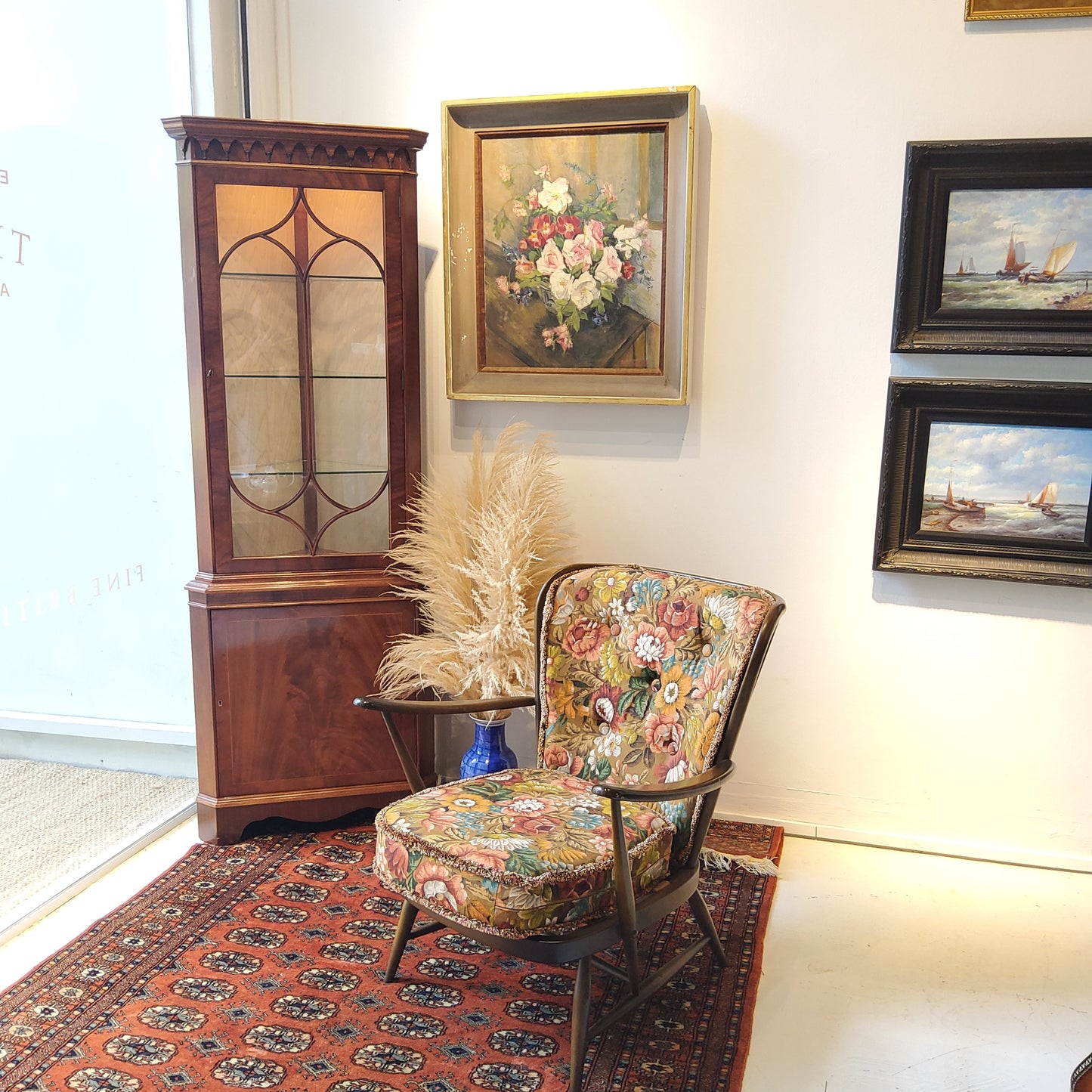 Mahogany full height glazed corner display Cabinet by G&W Richardson of London
