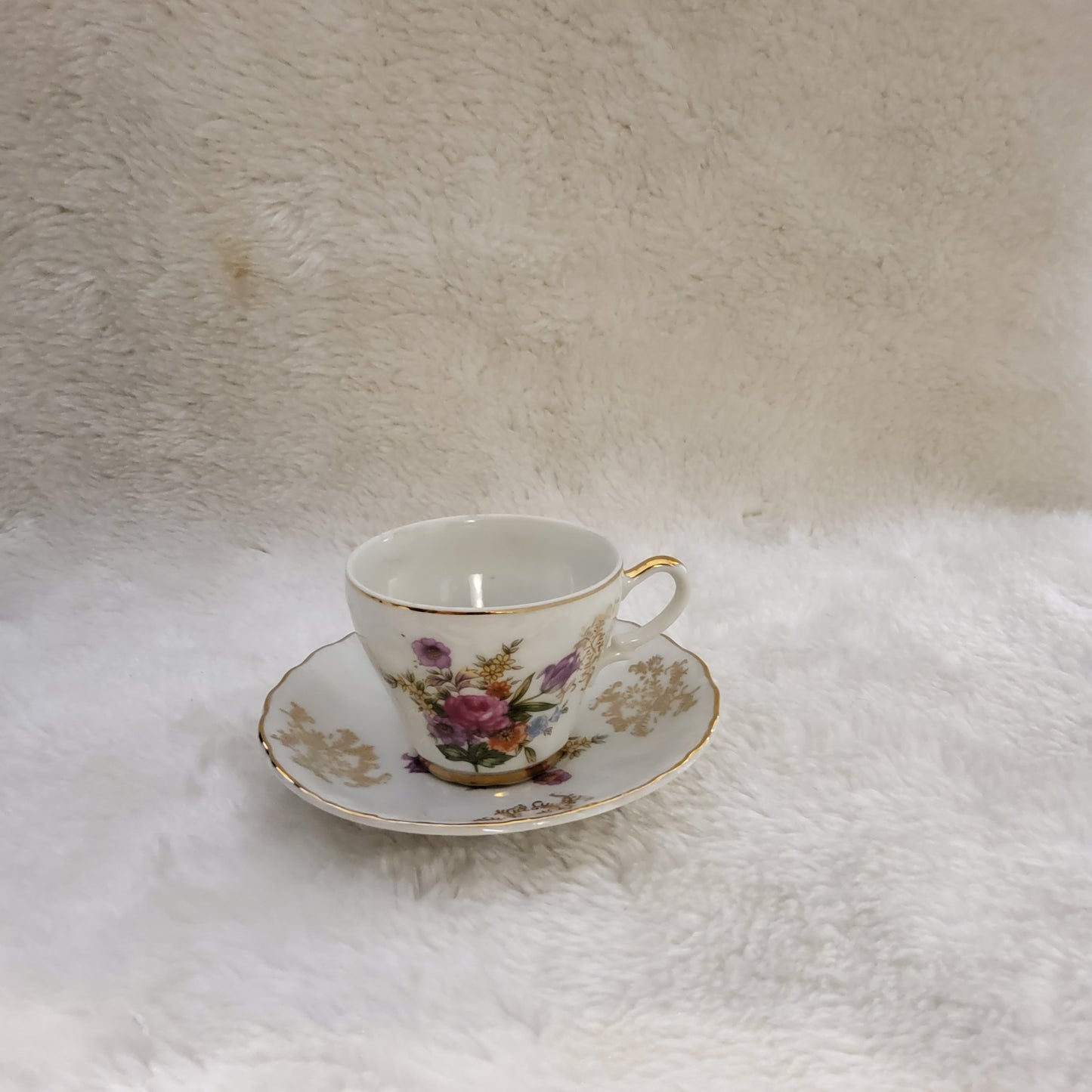 Vintage Gold Gilt tiny tea cup and saucer
