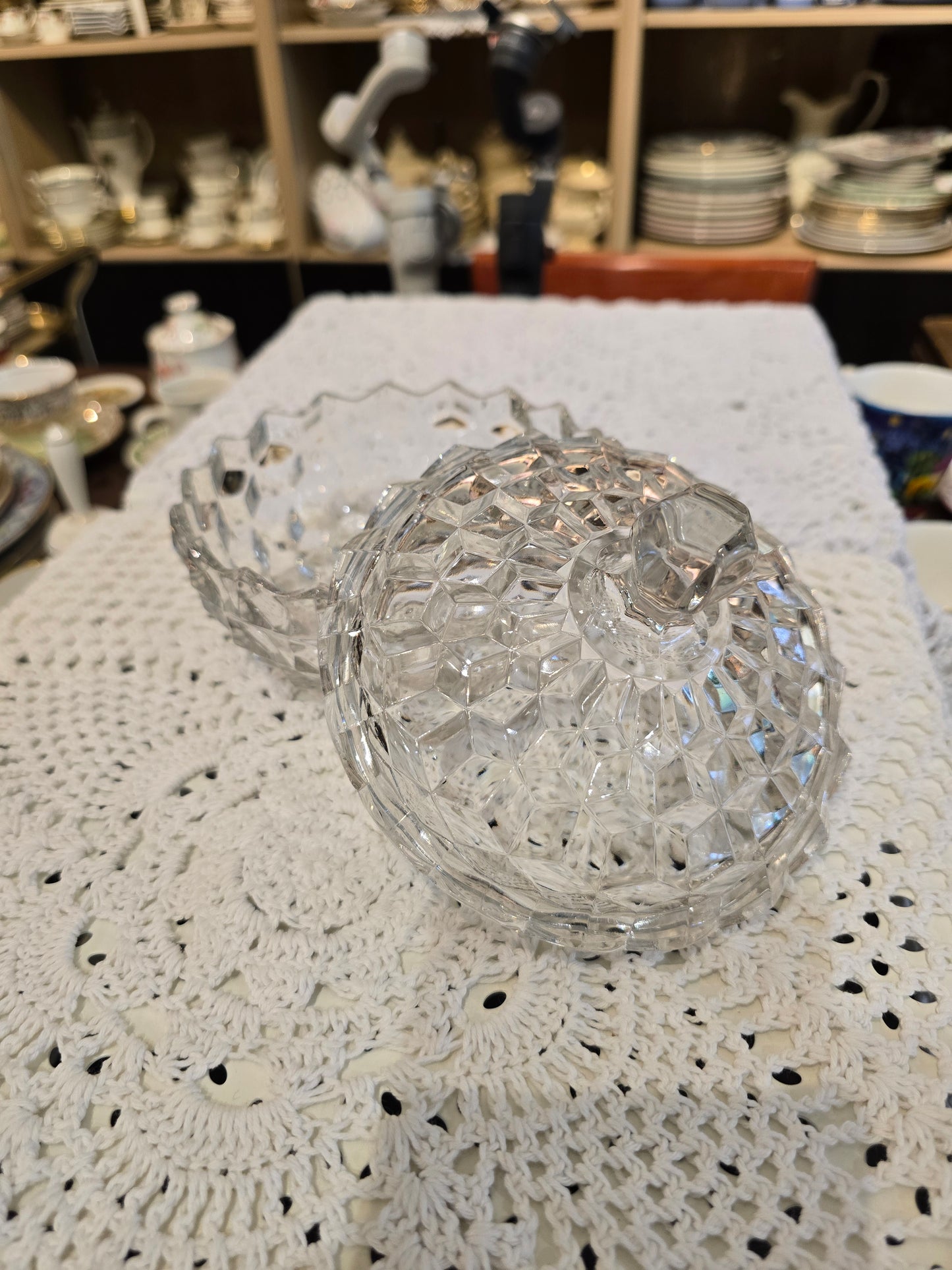 Fostoria American Clear Candy pressed glass Dish & Lid