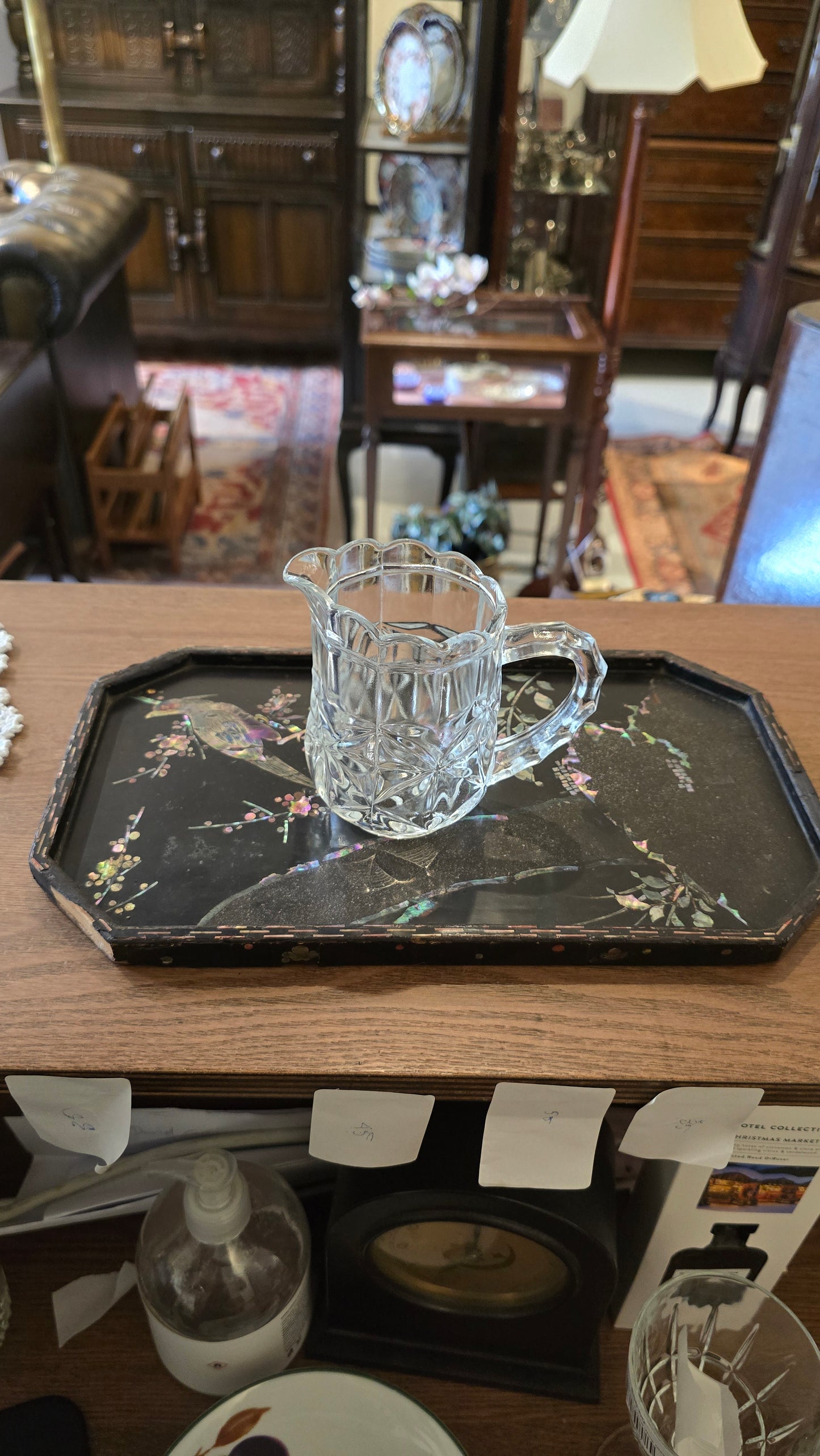 Art Deco Pressed Glass Moulded Milk Jug / Creamer