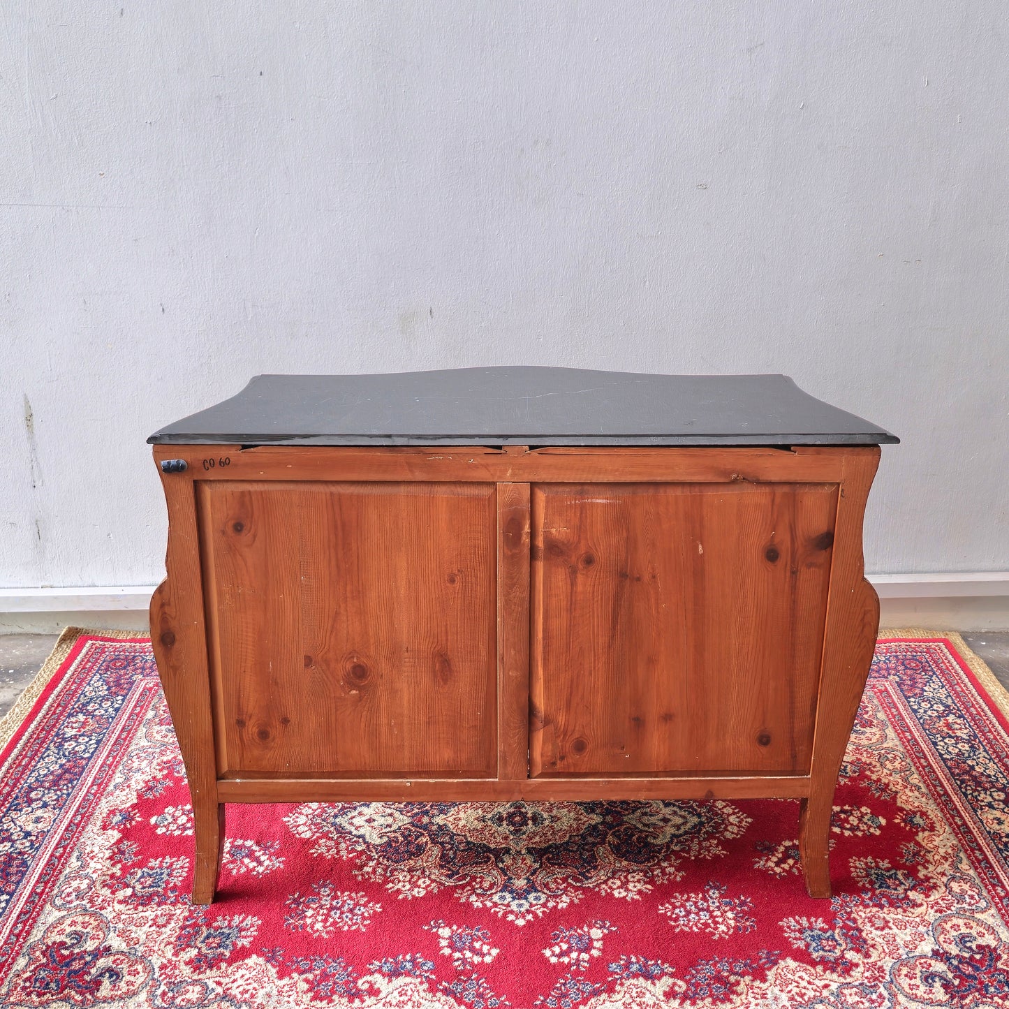 British Vintage Louis XV Style Serpentine Chest of Drawers with Marble Top