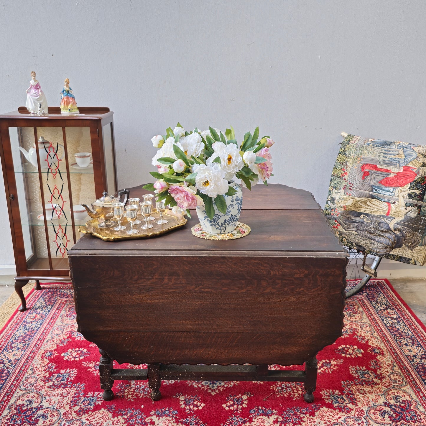 Antique English Barley Twist Gateleg Fold Table