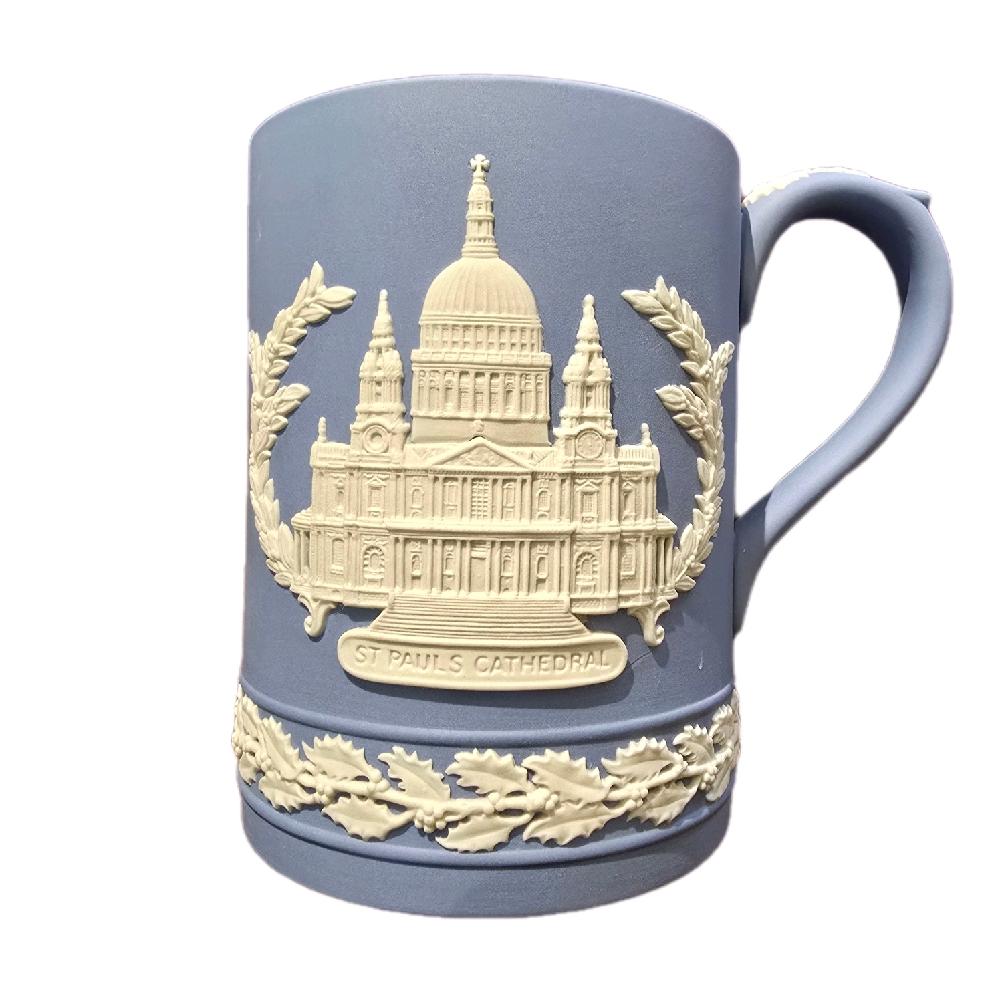 Wedgwood Pale Blue Jaspwerware Decorative Mug - Christmas Memorial Collection - 1970s to 1980s - Collectable Porcelain