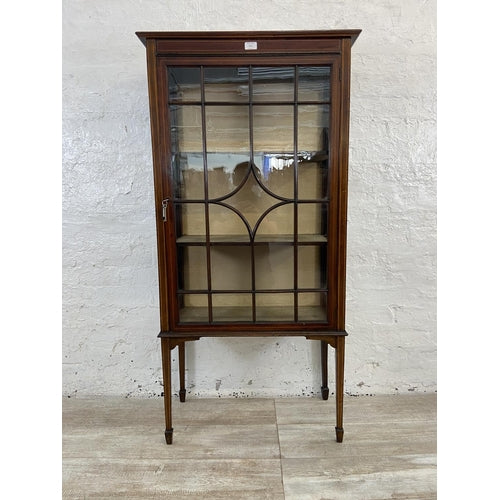 An Edwardian inlaid mahogany display cabinet - approx. 141cm high x 71cm wide x 33cm deep