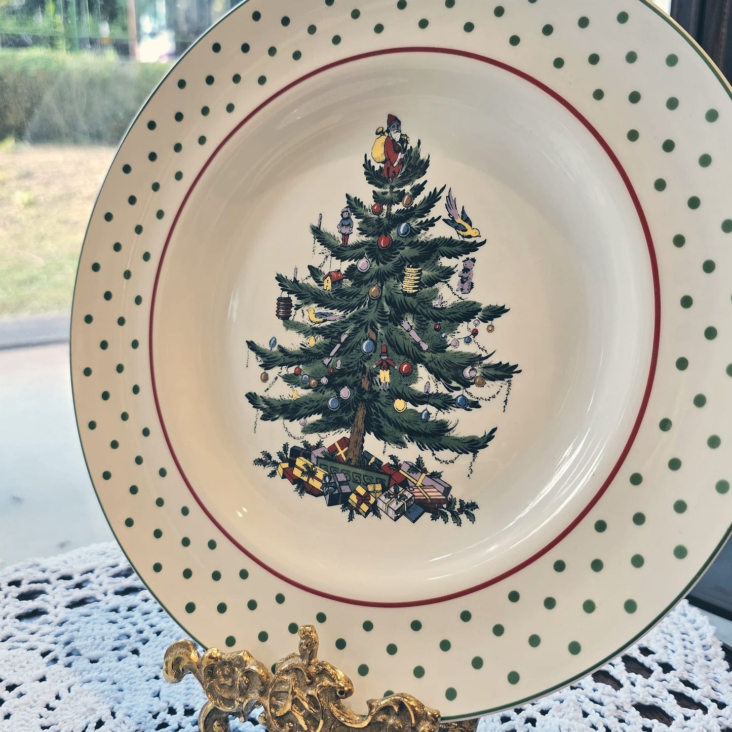 Christmas Cheer Polka dot Dinner plate and pasta bowl