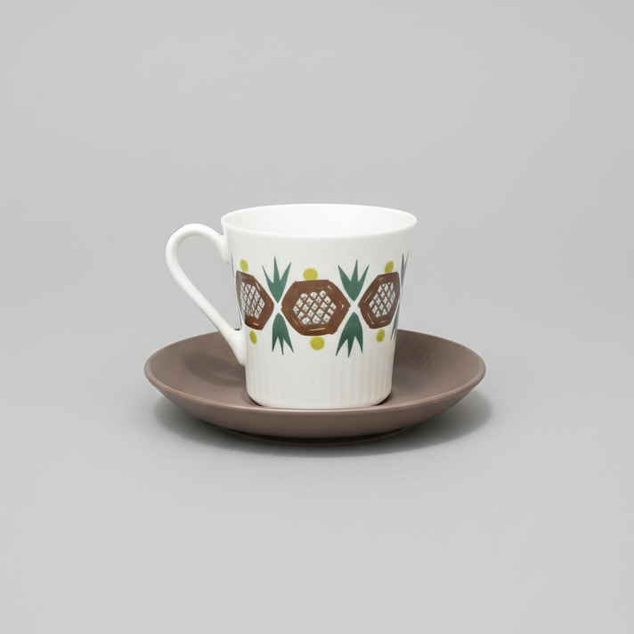 "Pineapple" Pattern Mid Century Teacup Set by "ROLF" (Made in Norway)