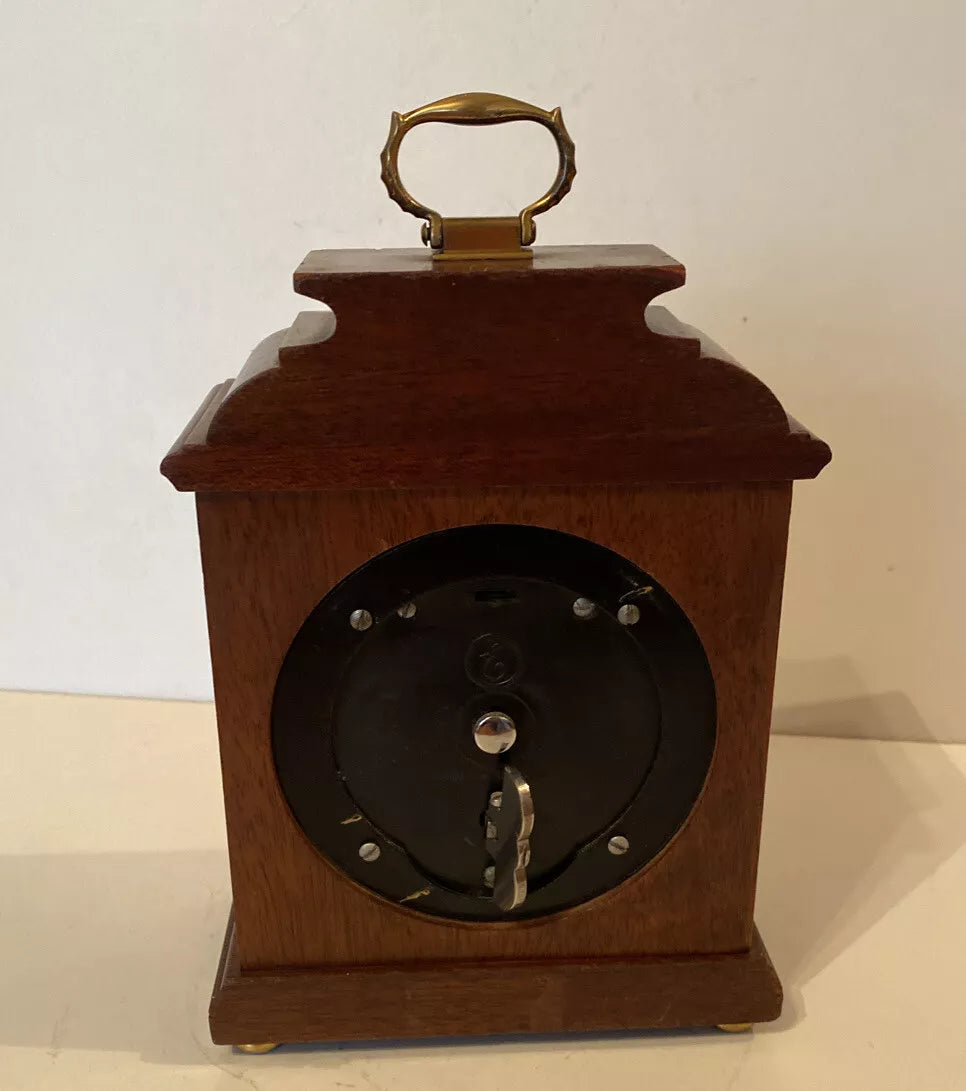 Antique Wooden Cabinet Clock with Brass Handle