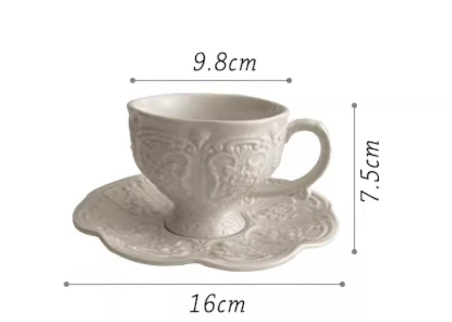 French style embossed cream tea set