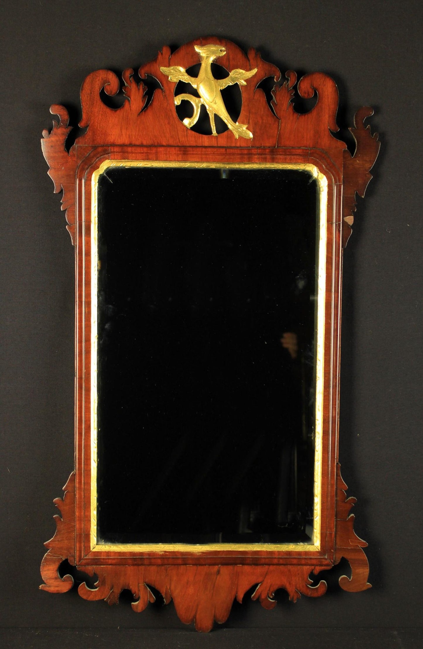 Georgian Mahogany & Parcel Gilt Wall Mirror