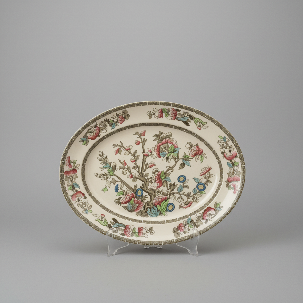 Vintage Johnson Brothers "Indian Tree" Oval Platter | Colorful Chinoiserie Floral Pattern