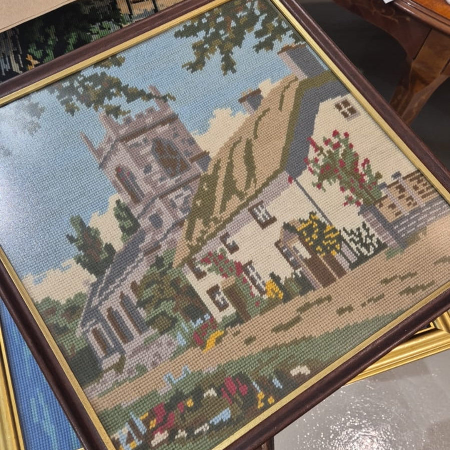 Vintage Needle Point Wall art - Cottage