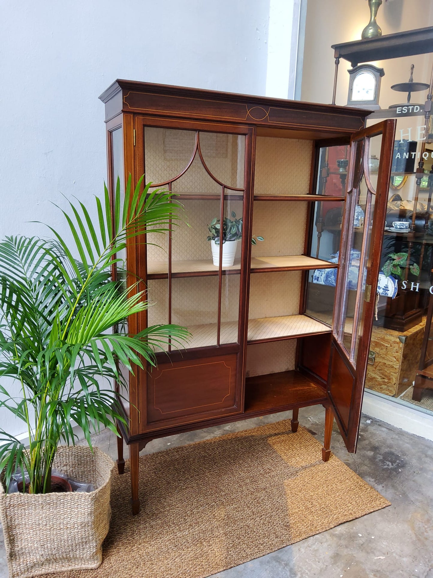 Edwardian inlaid mahogany display cabinet