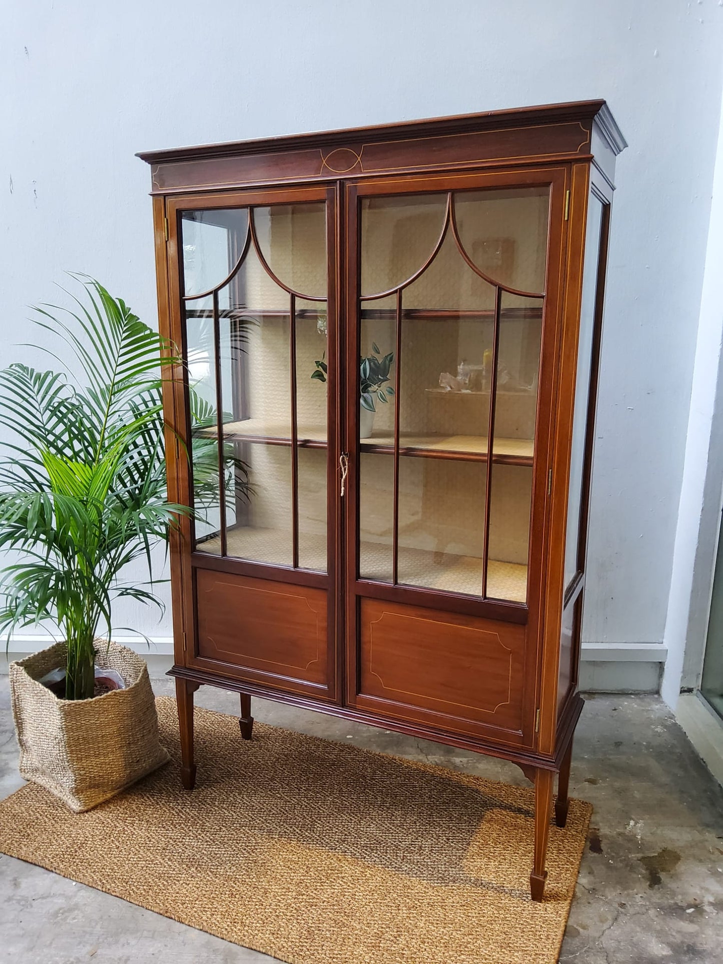 Edwardian inlaid mahogany display cabinet