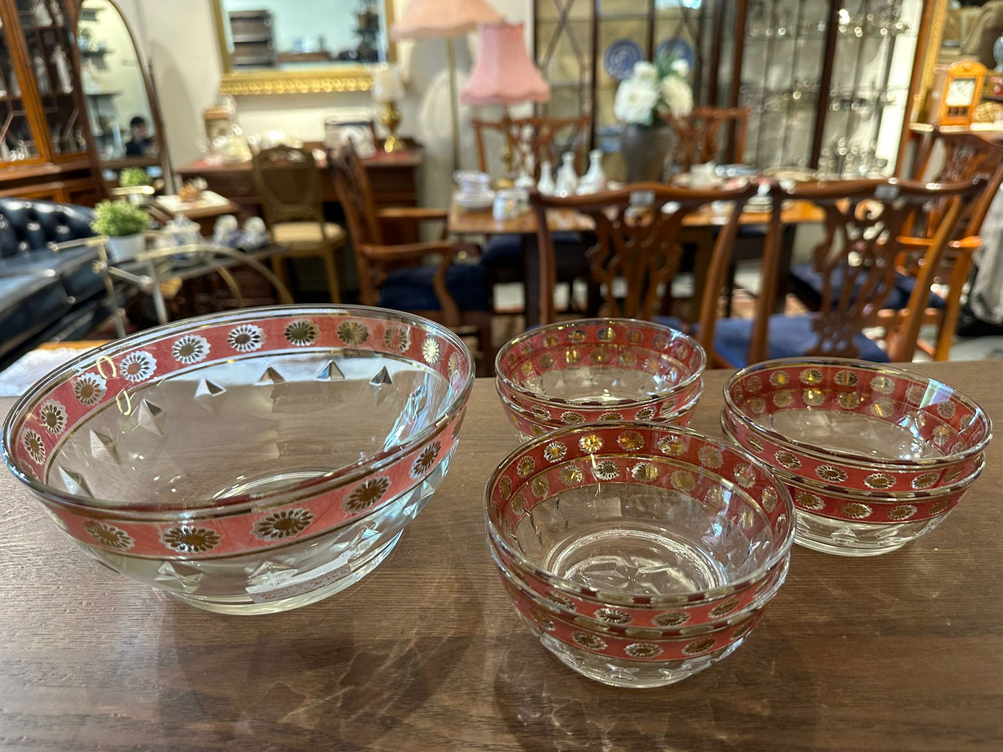 Vintage Italy Dessert Serving Bowl and 6 small bowls