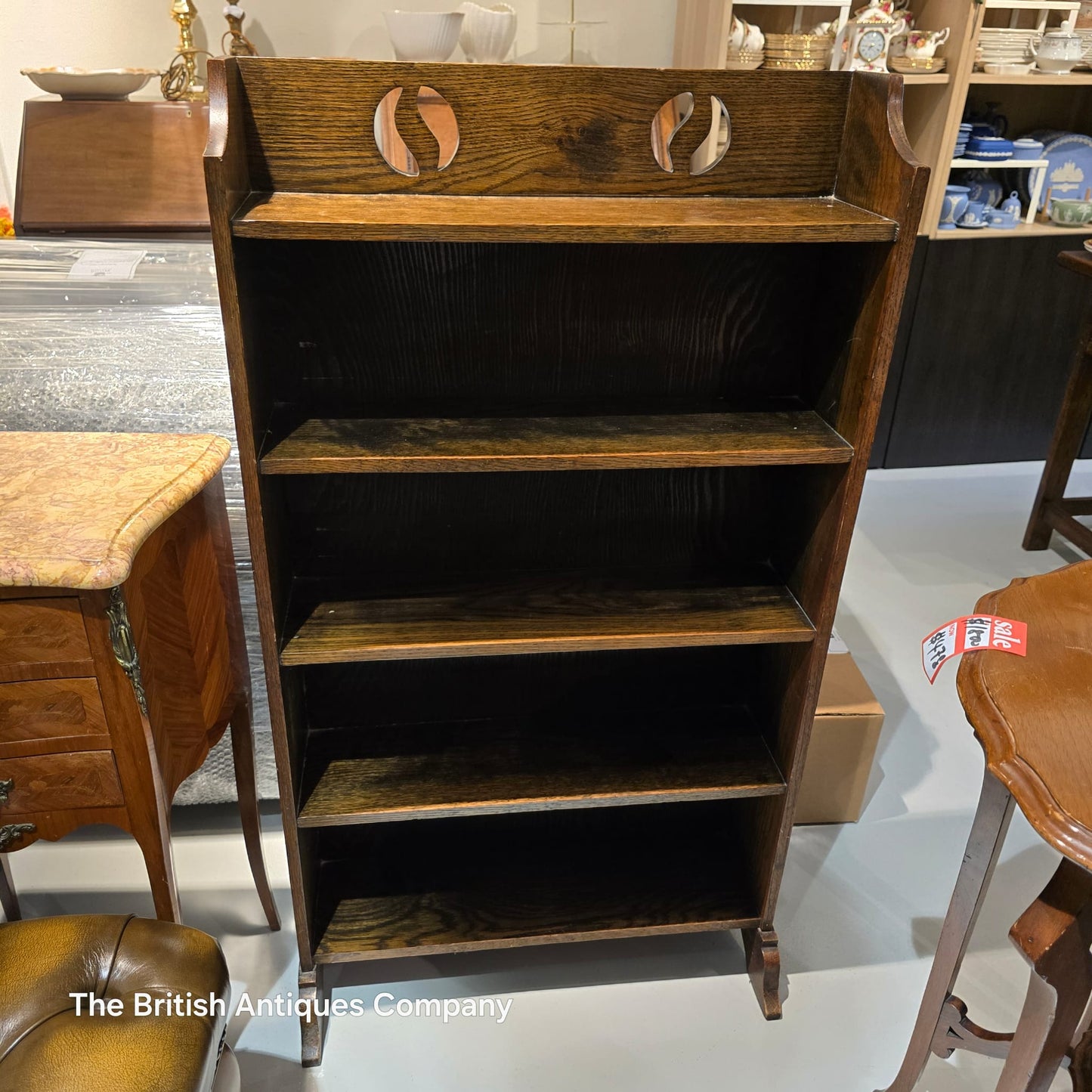 Vintage dark oak open bookcase (L61cmxD24cmxH109cm)