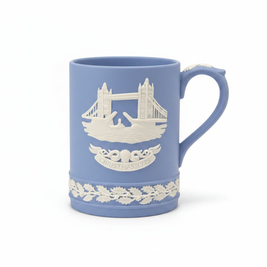 Wedgwood Jasperware Pale Blue Decorative Mug - 1975 Tower Bridge