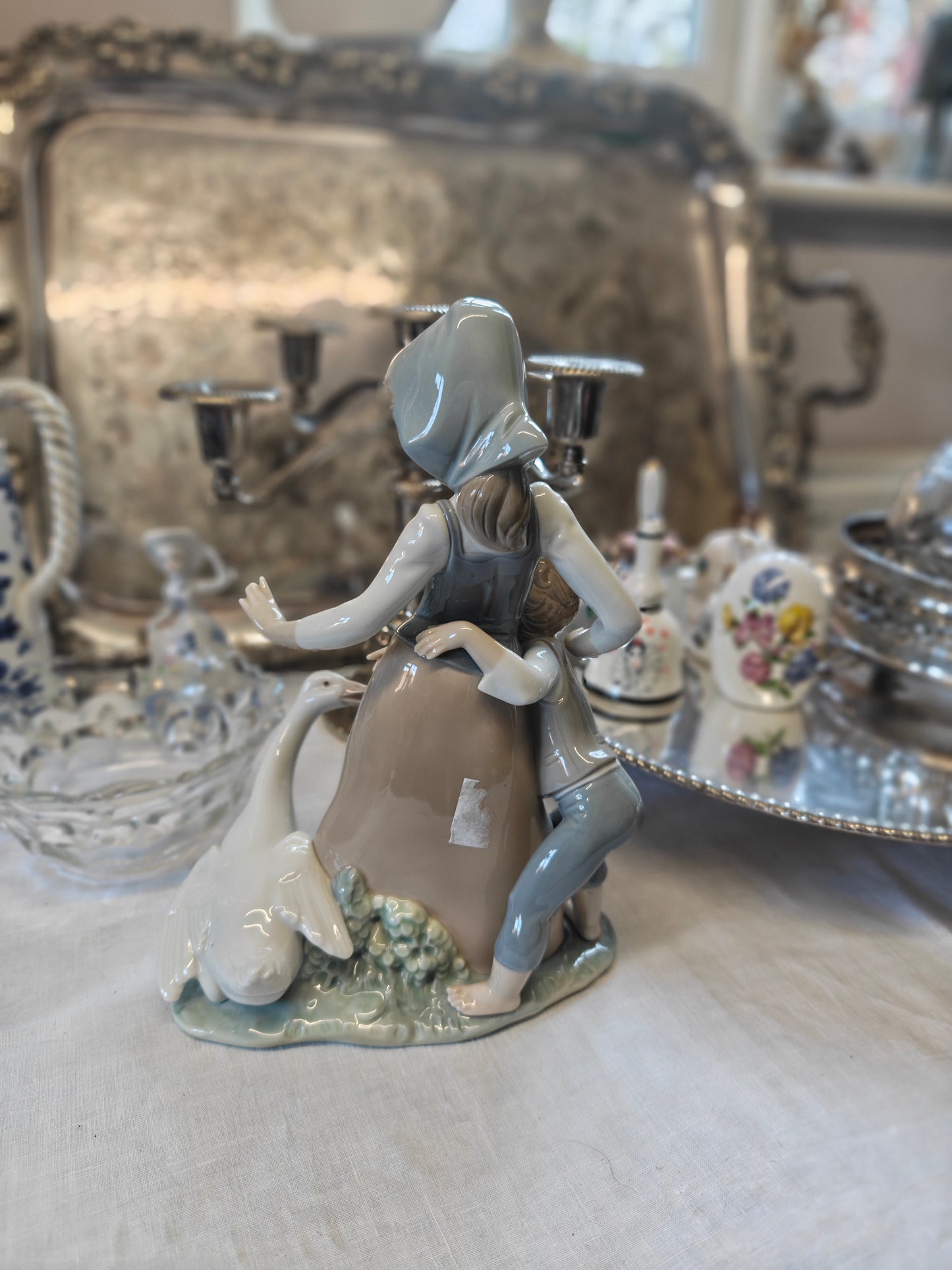 Lladro figures farm girl with goose