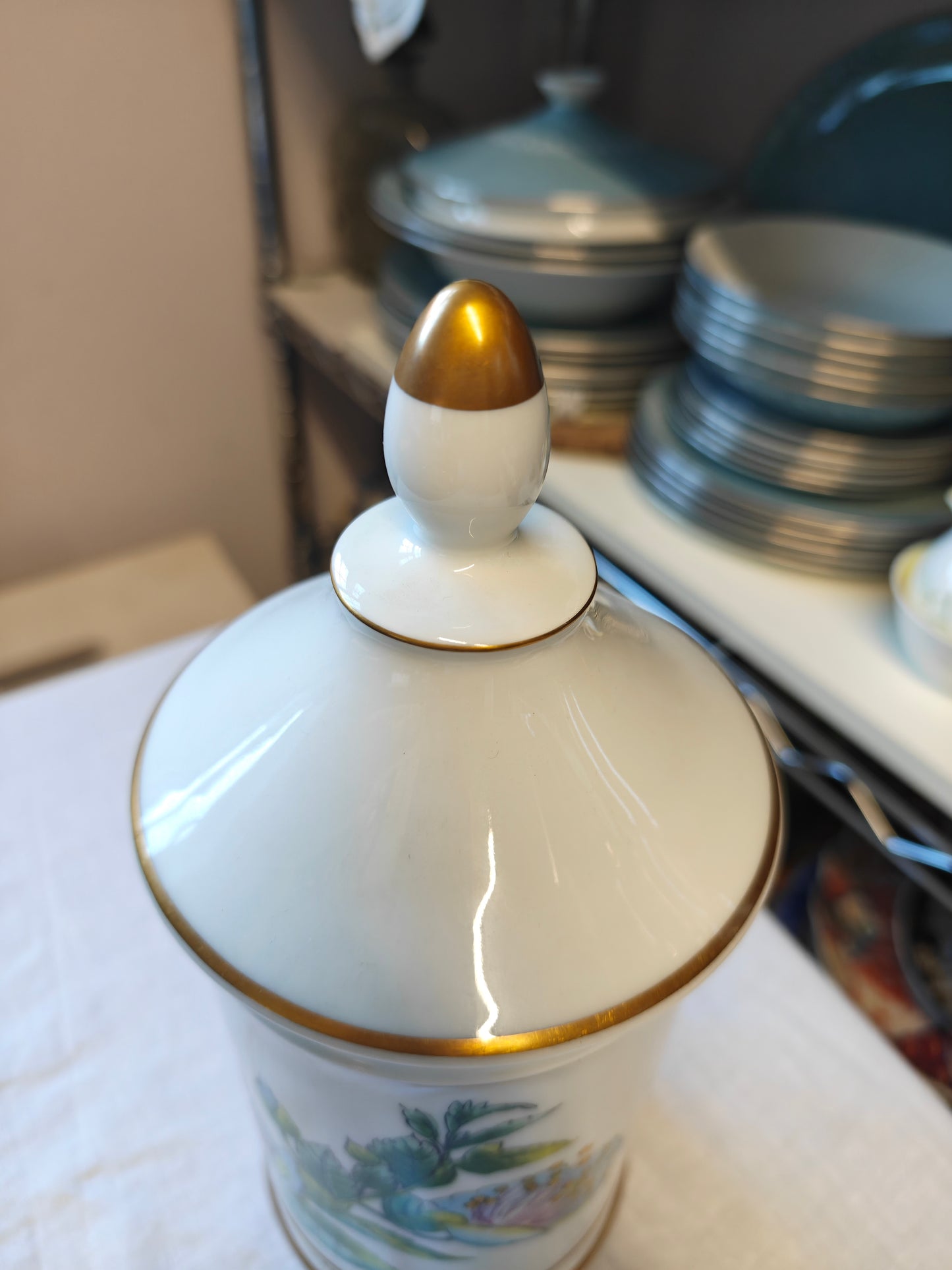 Limoges Porcelain Botanical Apothecary Jars Set Of 2