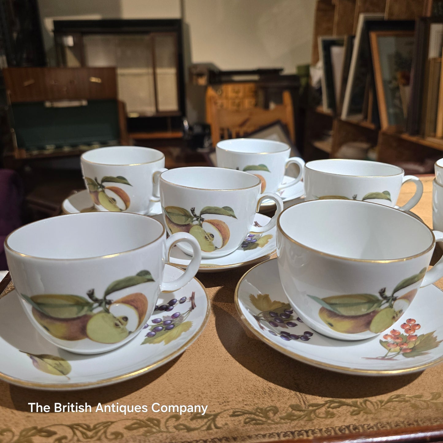 Royal Worcester "Evesham" Tea Set with Gold Rim