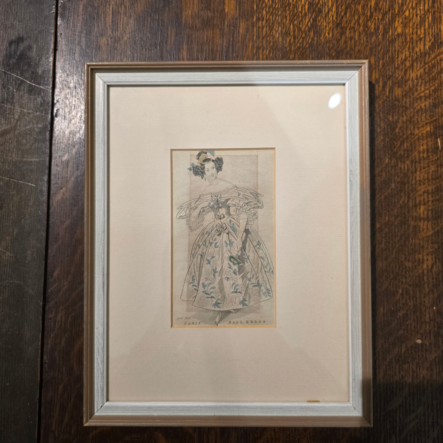 Vintage Hand-Coloured Fashion Plate - Parisian Ball Dress (1833)