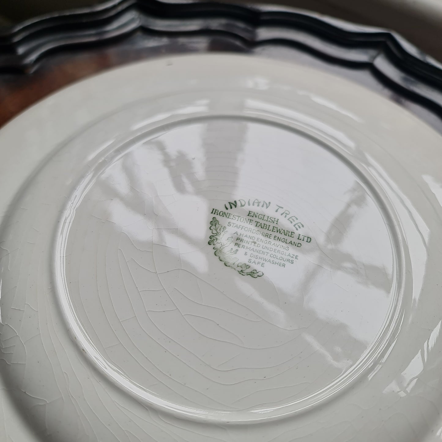 Rare beautiful English Ironstone tableware Indian Tree plate - crazing on plate