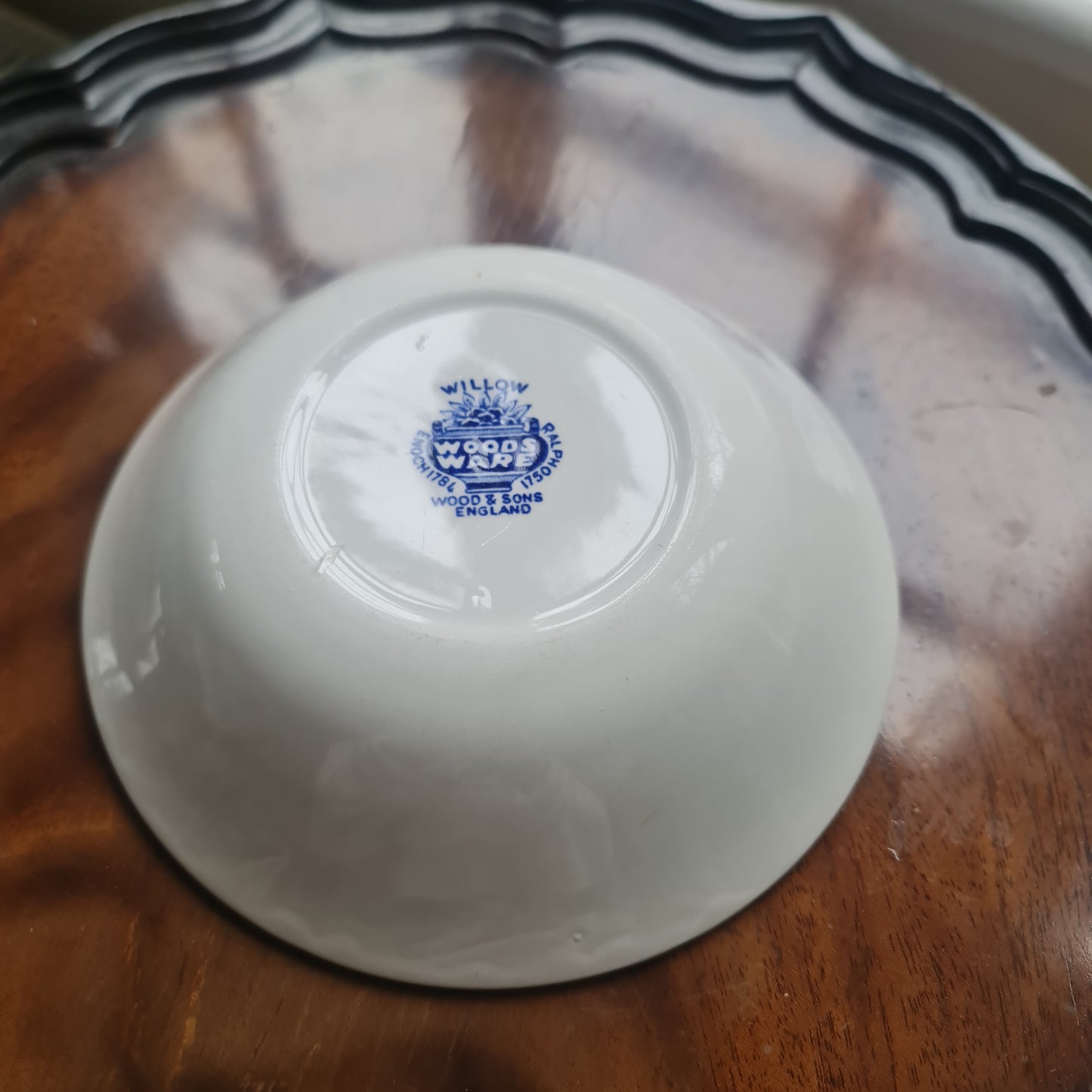 Wood and son vintage blue willow soup bowl- minor crazing on 2 pieces