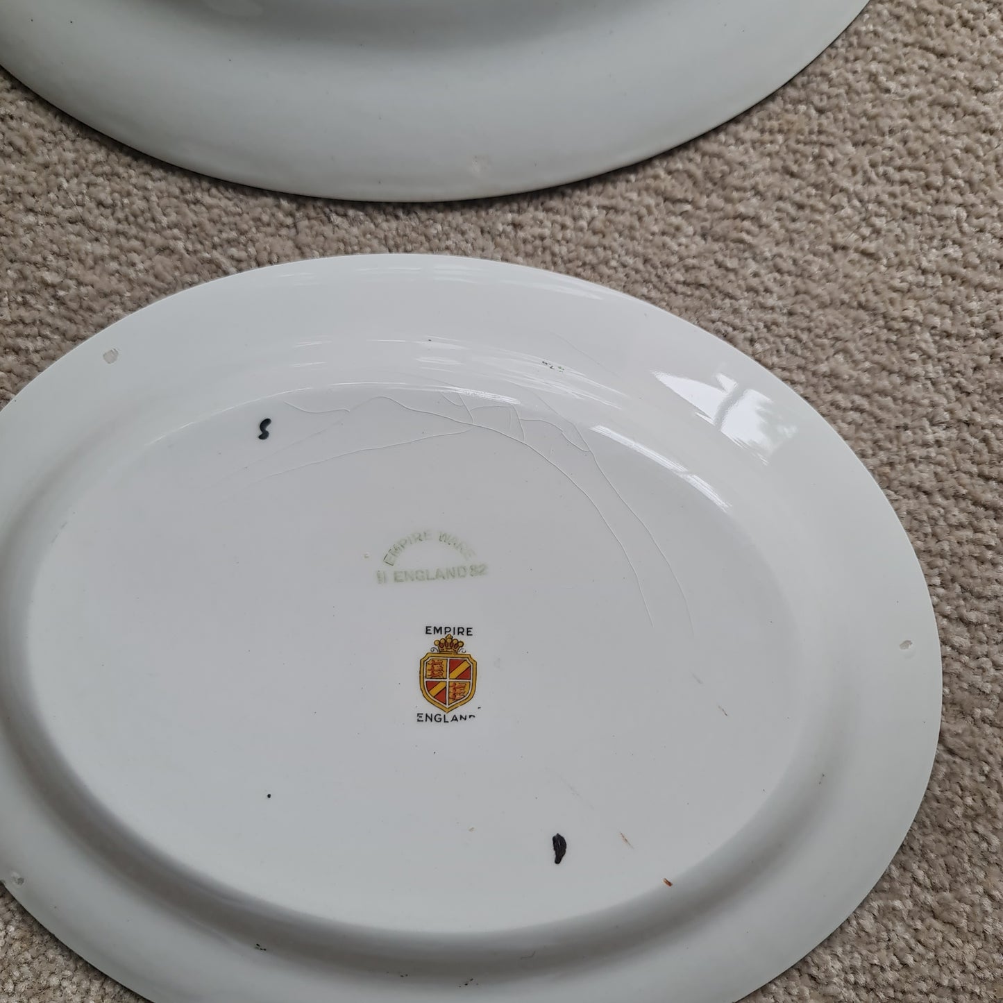 2x Vintage Empire oval shape platter - minor crazing/ minor loss of gold rim