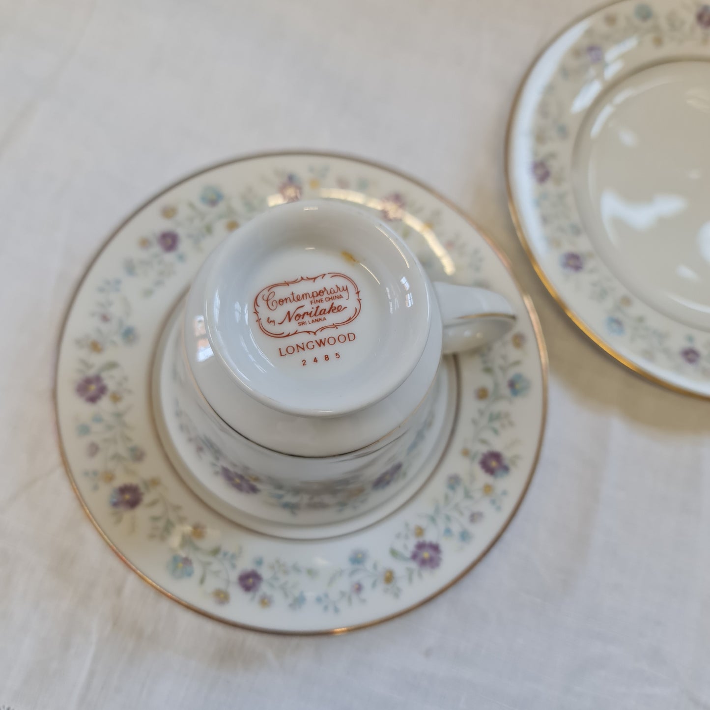 Noritake Tea set Trio fine china - long wood