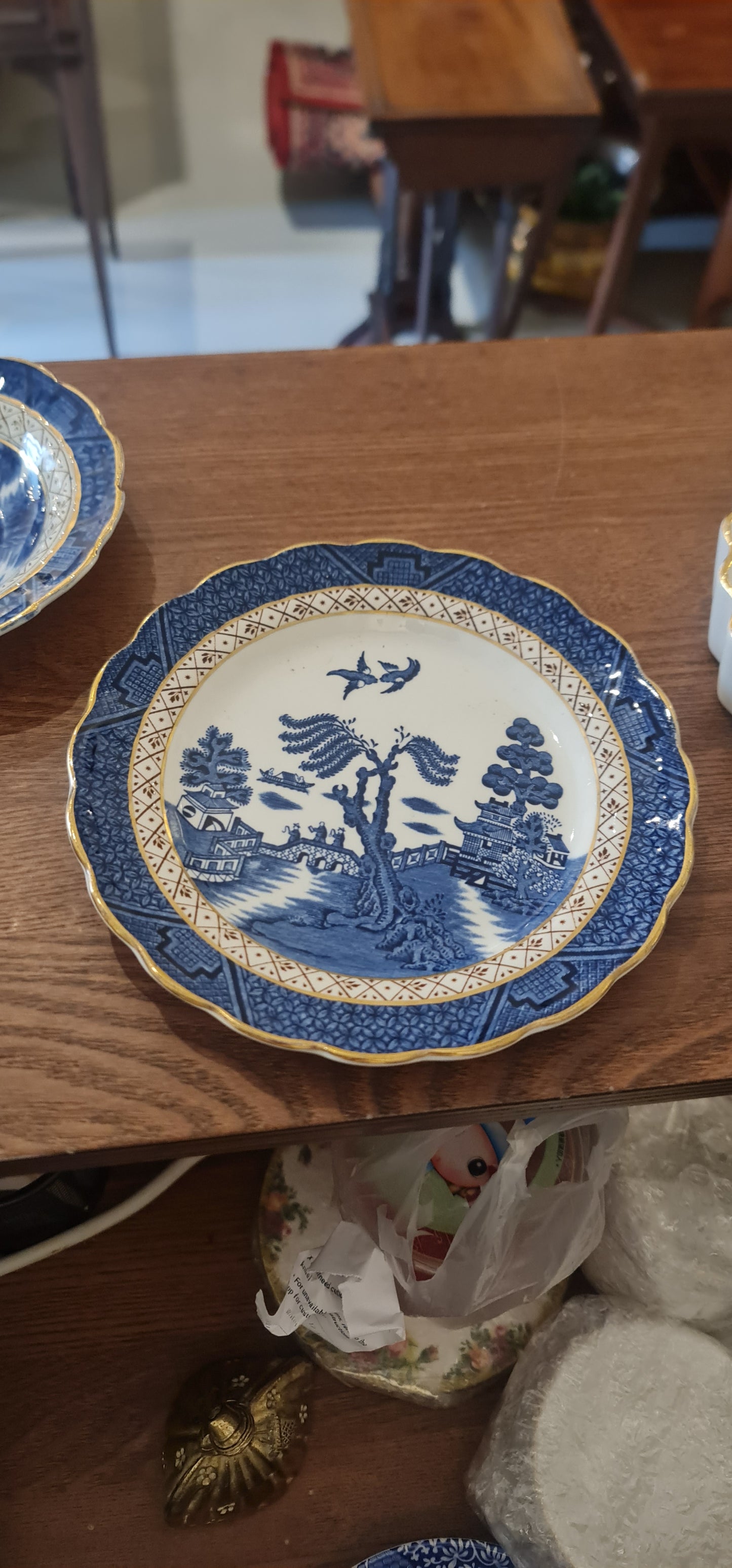 Booths Real Old Willow cake plate (Gold Rim)