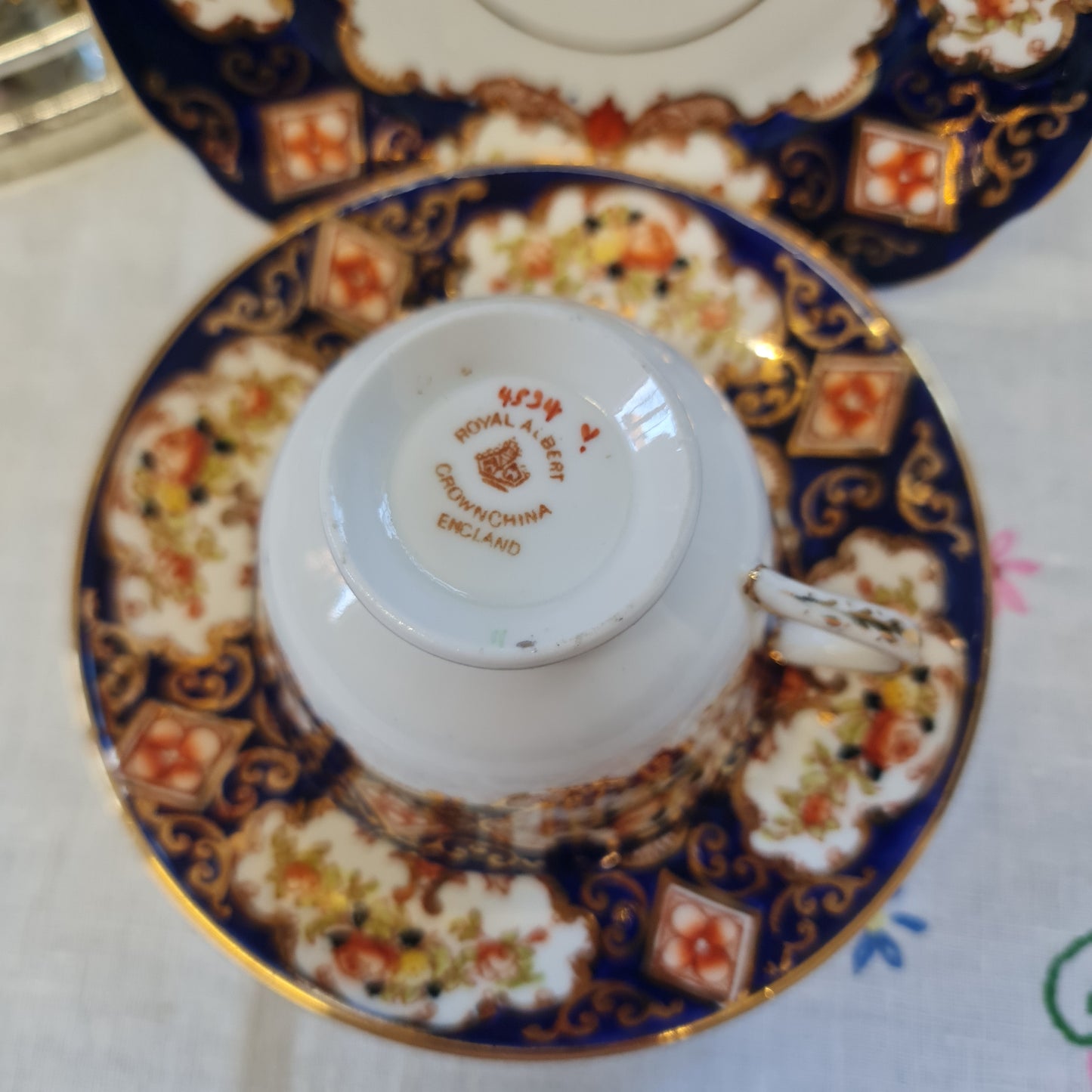 Antique Royal Albert Crown imari tra set trio c1905