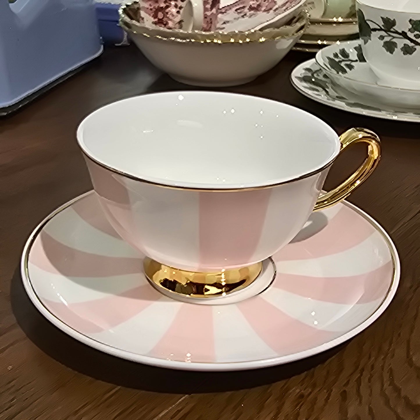 Bombay Duck Pink Stripes Duo Tea Set