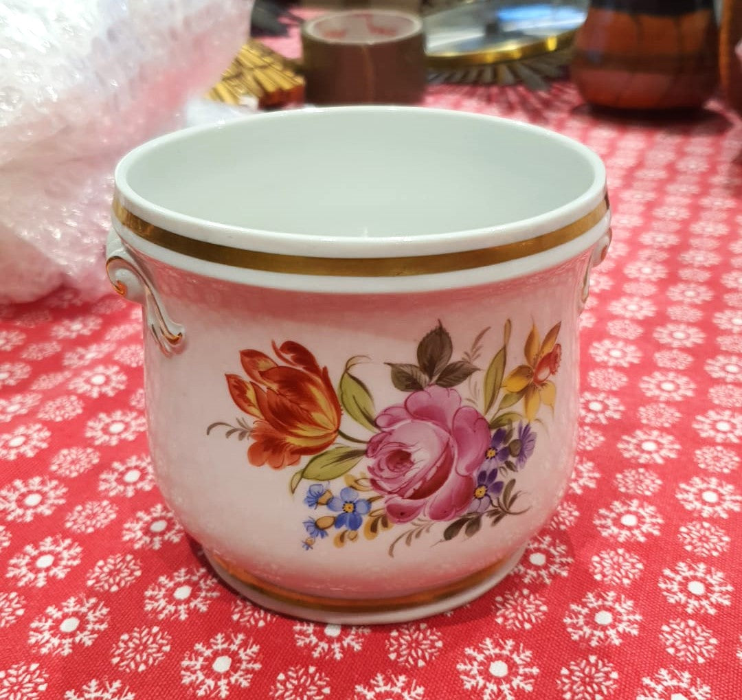 Vintage Dresden Hand Painted Porcelain Plant pot