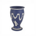 Wedgwood Portland Blue 'Bountiful' vase decorated with Neoclassical figures with garlands swags of flowers in white relief
