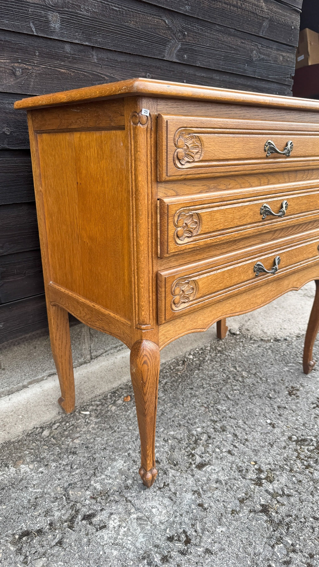 Vintage French Oak 3-Drawer Commode
