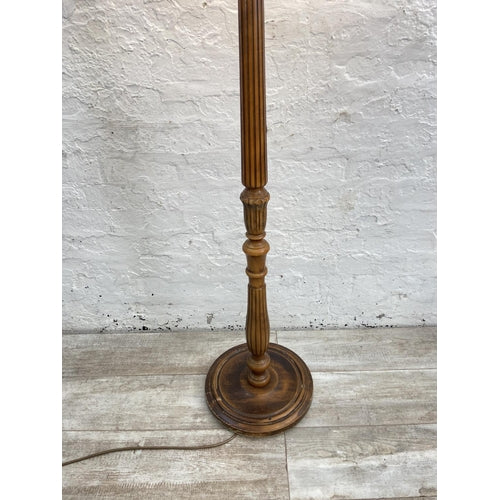 A 19th century style beech Corinthian column standard lamp - approx. 138cm high excluding shade