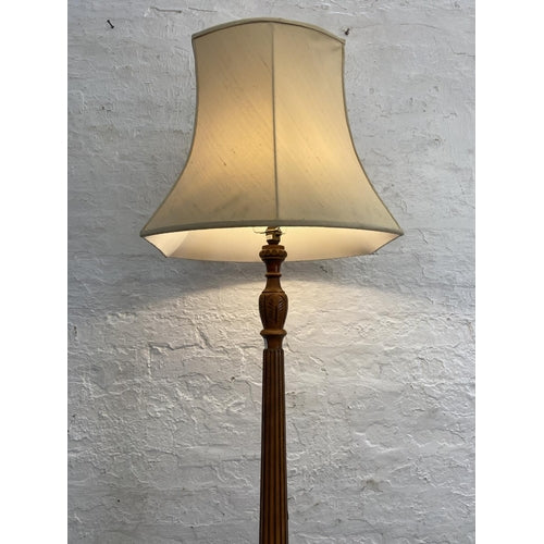 A 19th century style beech Corinthian column standard lamp - approx. 138cm high excluding shade