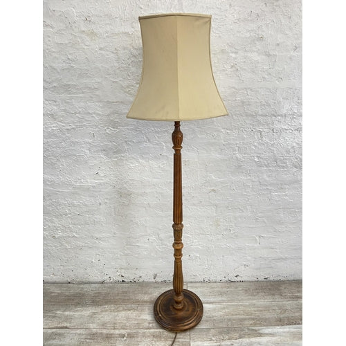 A 19th century style beech Corinthian column standard lamp - approx. 138cm high excluding shade