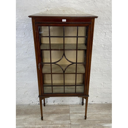 An Edwardian inlaid mahogany display cabinet - approx. 141cm high x 71cm wide x 33cm deep