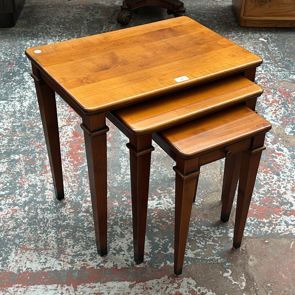 French cherry wood vintage nest of tables
