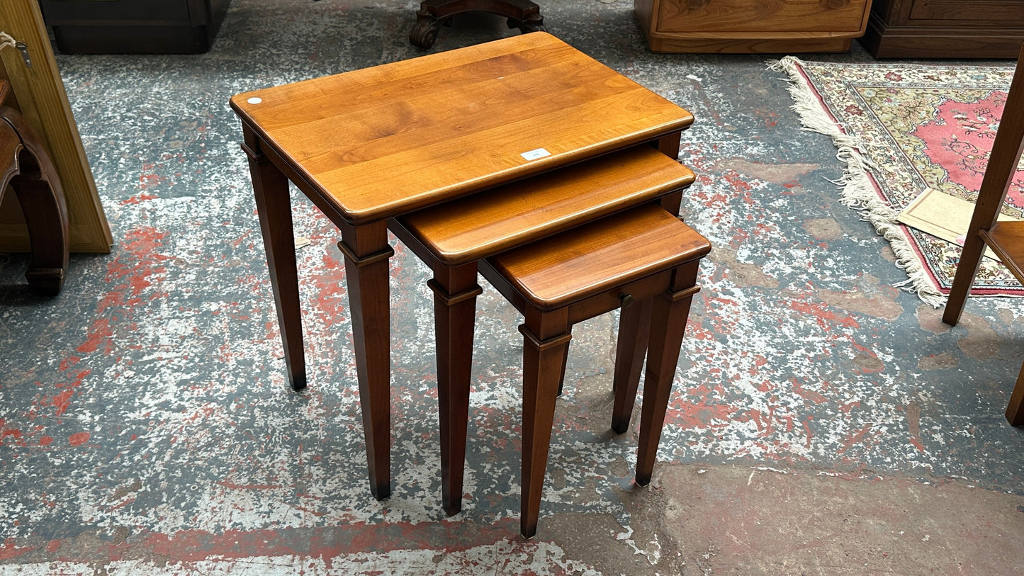 French cherry wood vintage nest of tables