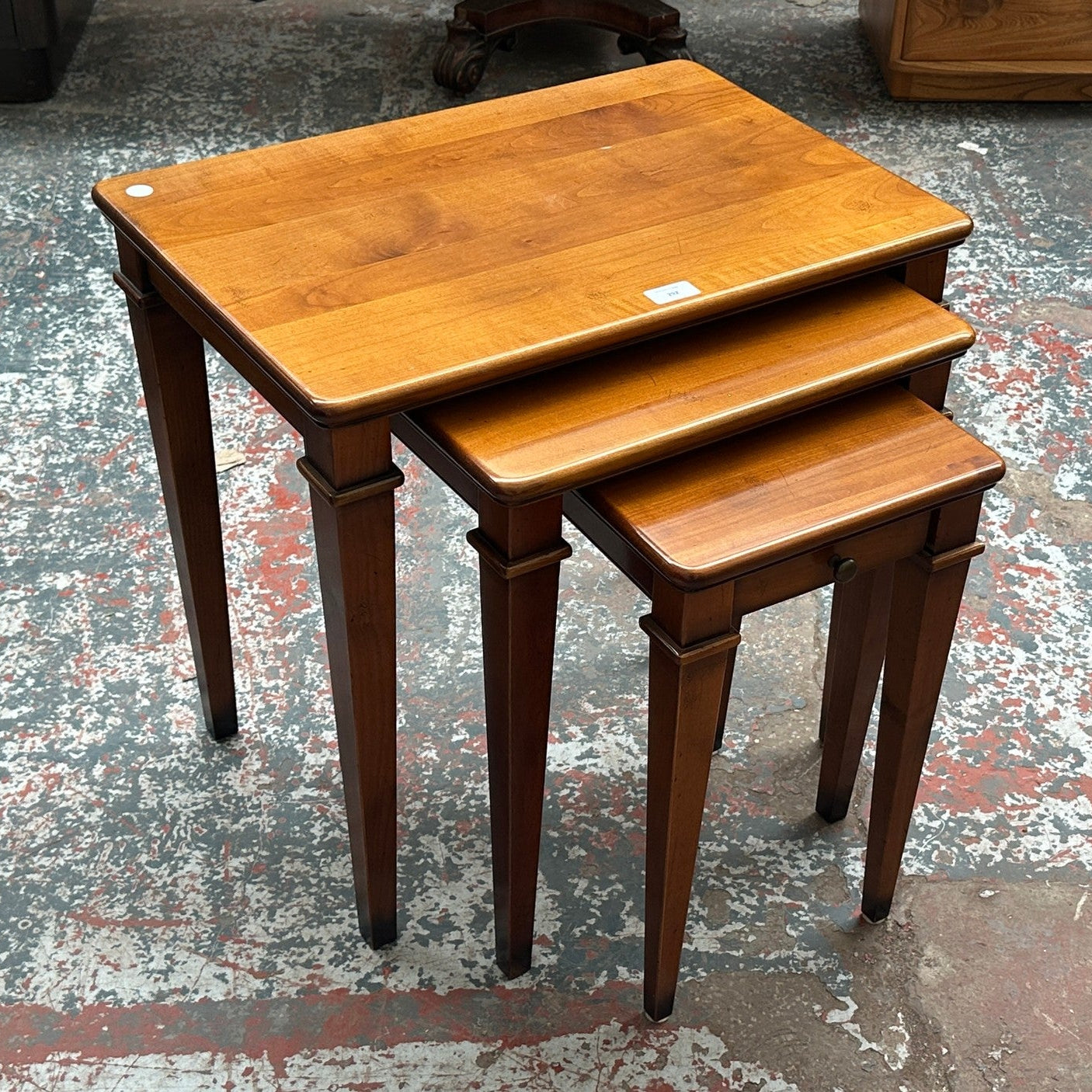 French cherry wood vintage nest of tables