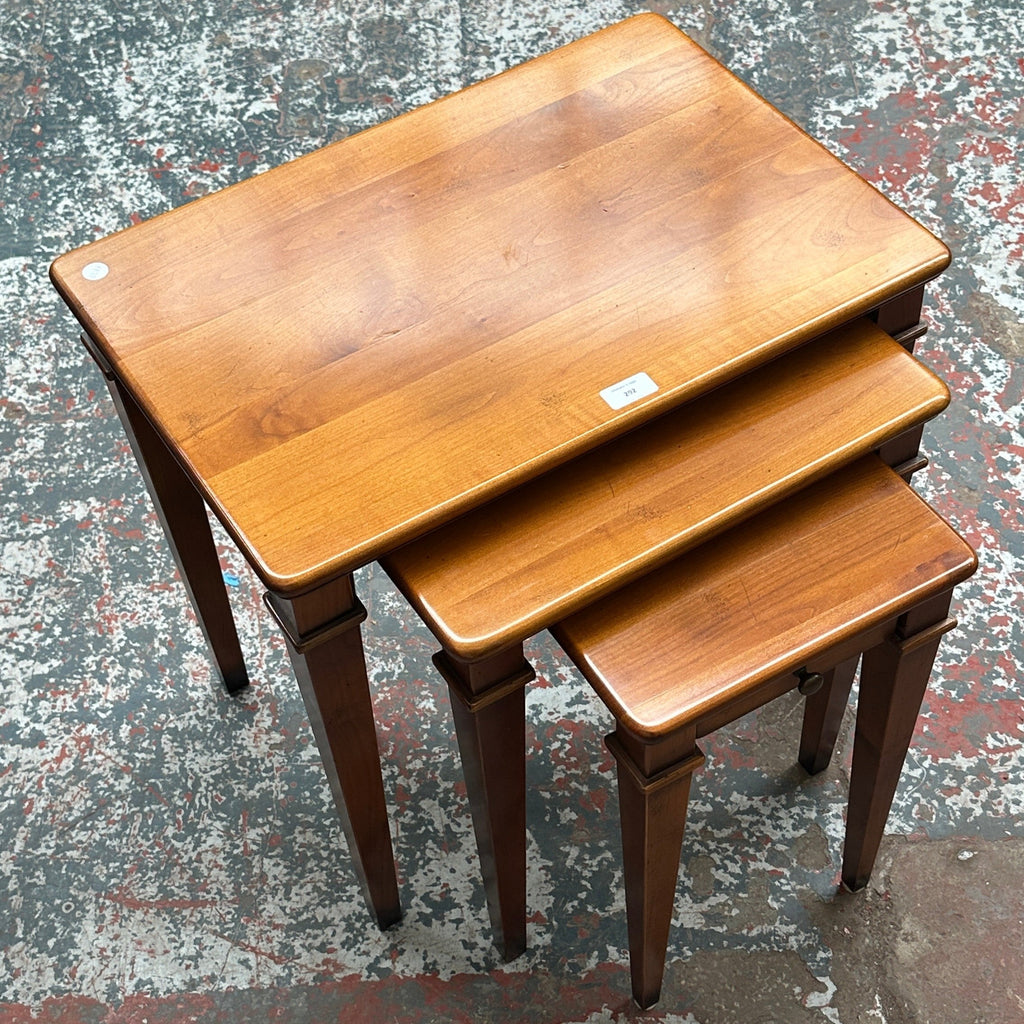 French cherry wood vintage nest of tables