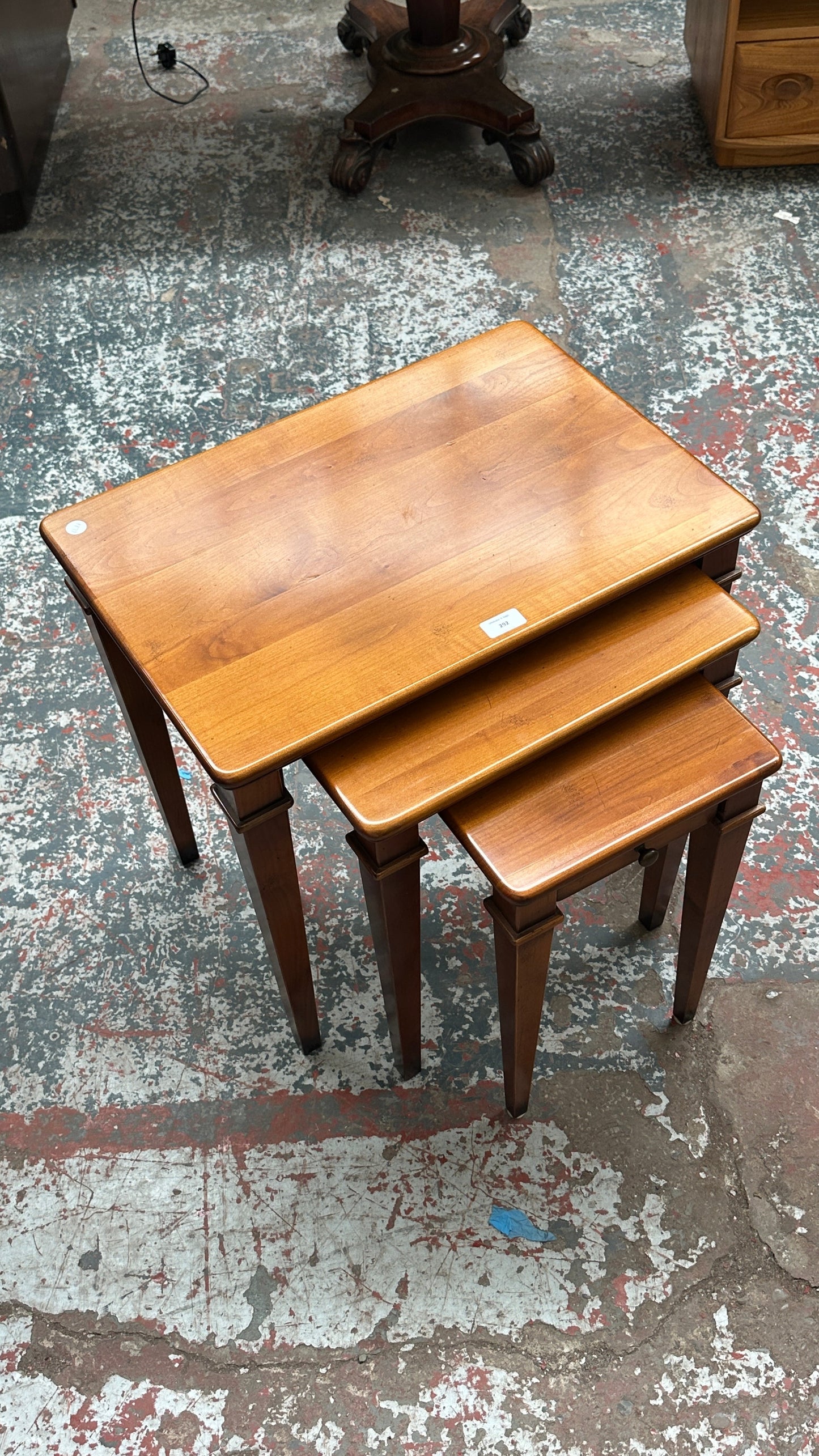 French cherry wood vintage nest of tables
